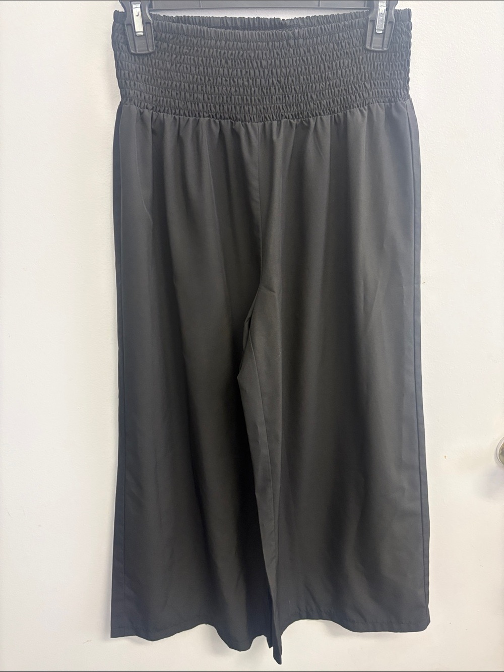 Black Wide-Leg Smocked Waist Pants